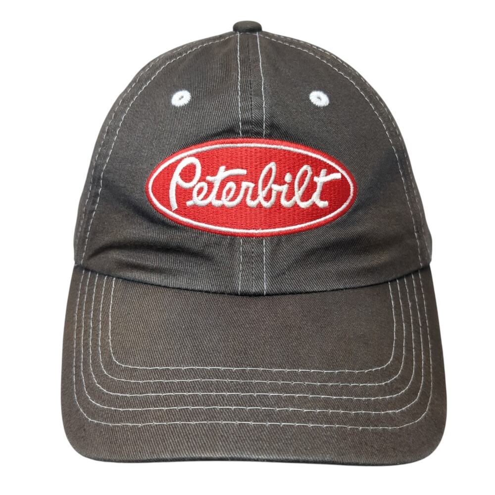 Peterbilt Strapback Baseball Cap Gray One Size Adjustable Embroidered 6 Panel
